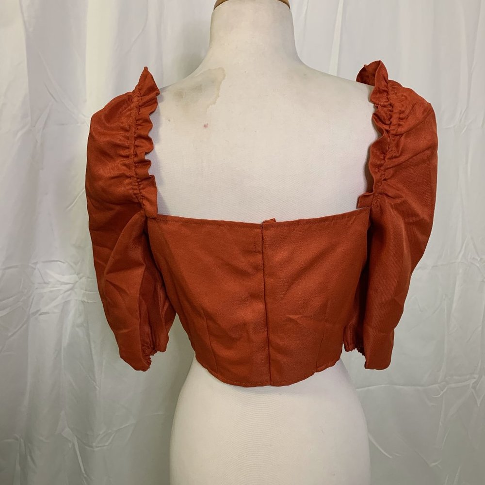 Missguided Puff Sleeve Crop Blouse - Picture 2 of 4